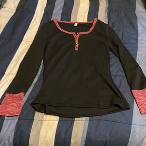 Black with red long sleeve shirt